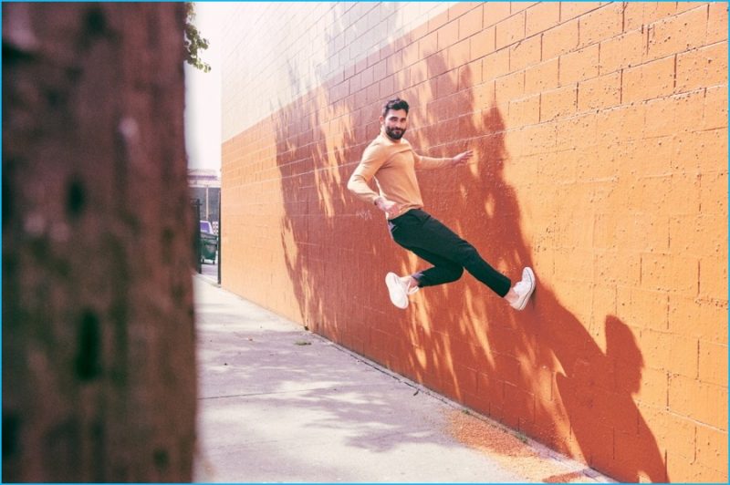 Tyler Hoechlin sports Topman clothes with Converse sneakers.