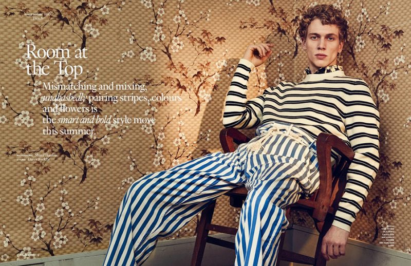 Robbi G mixes stripes from De Fursac and Comme des Garçons Shirt for Vogue Hommes Paris.