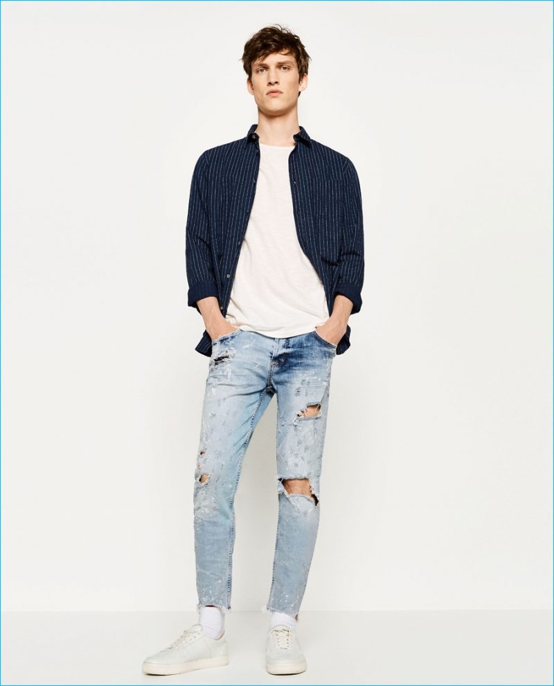 Zara Man Ripped Denim Jeans