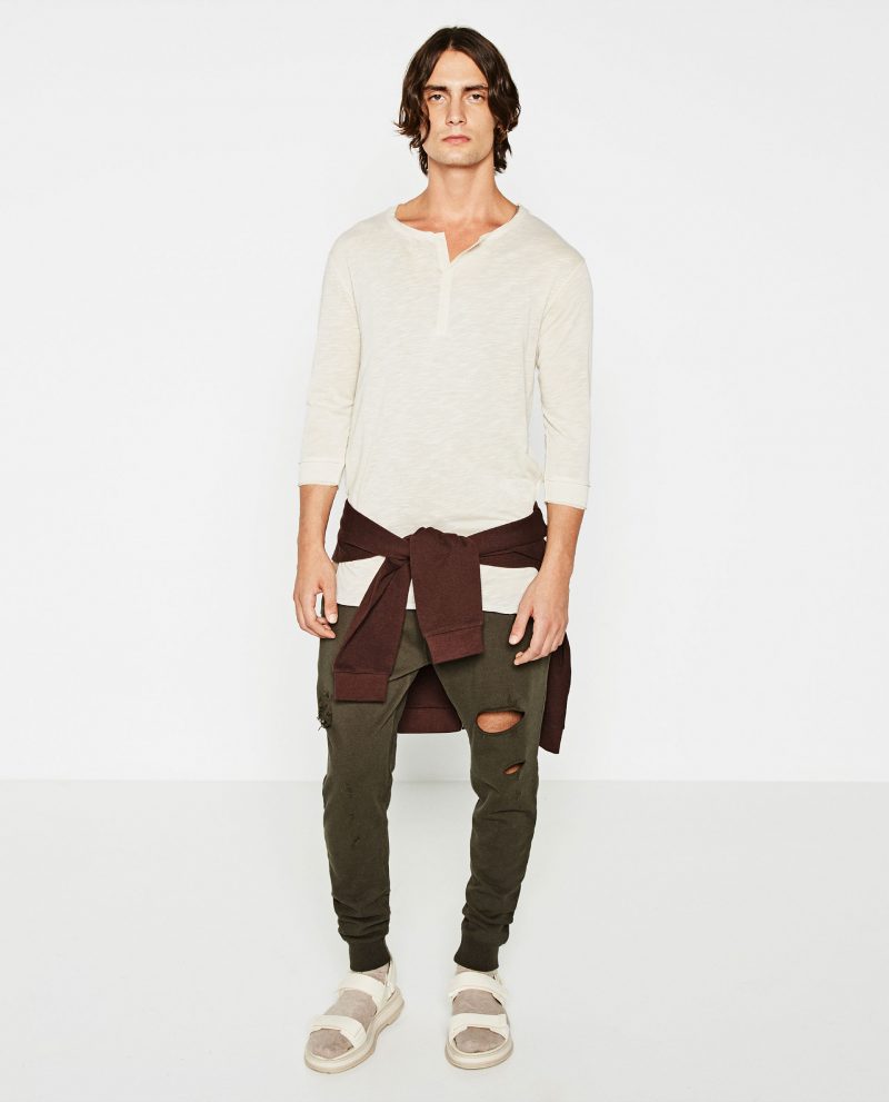 Zara Man Streetwise Collection Button Neck Top