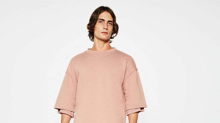 Zara Man Streetwise Collection Short Sleeve Sweatshirt Top