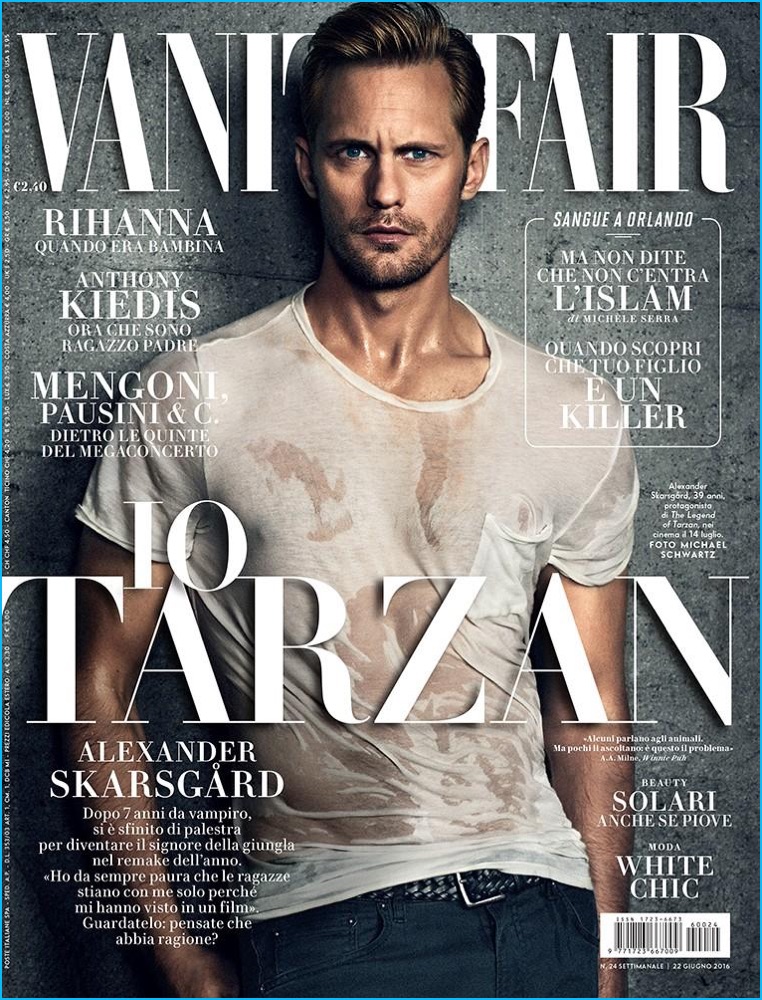 Alexander Skarsgård covers the June 2016 issue of Vanity Fair Italia.