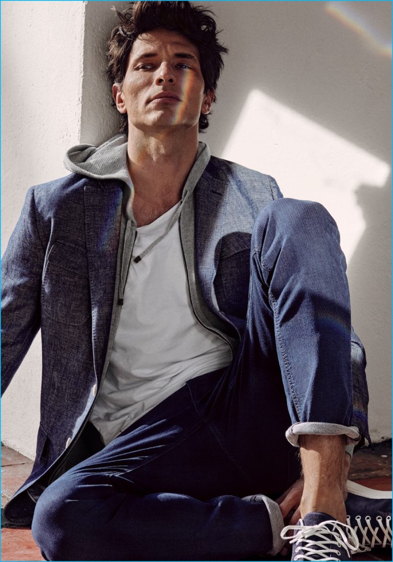 Andres Velencoso Segura combines casual and tailored fashions for an easy style moment from Massimo Dutti.