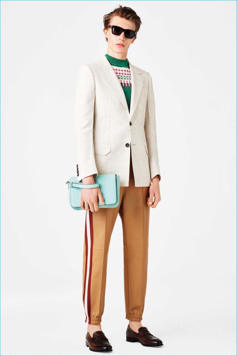 Bally's idea of suiting is injected with a laid-back ease thanks to elasticated ankles and a penchant for tailored separates.