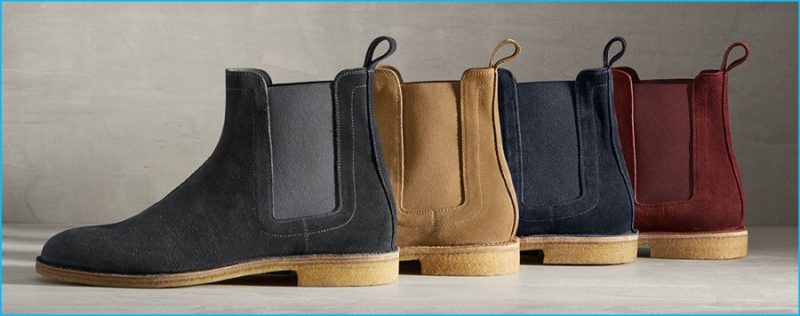 Bottega Veneta Slip-On Desert Boots in Dark Navy, Camel New, Ardoise and Barolo Suede