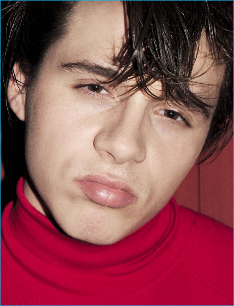 Brooklyn Beckham delivers a silly expression for his L'Uomo Vogue photo shoot.