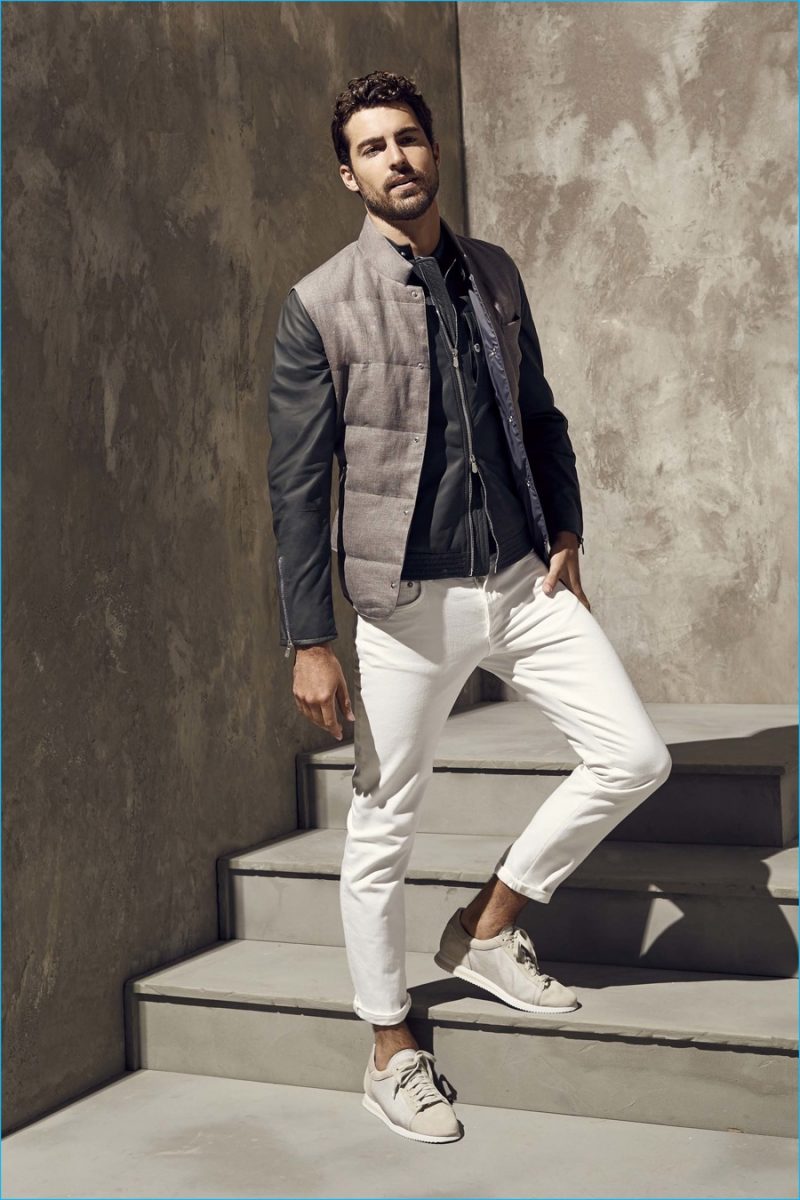 Brunello Cucinelli stands by the quilted vest for spring-summer 2017.