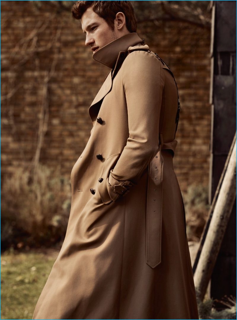 Callum Turner is a sharp figure in a fall Gucci coat.