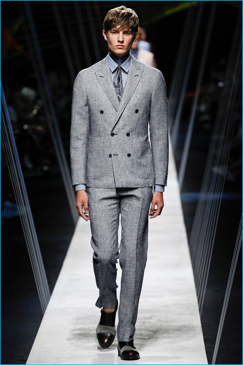 Canali takes a textured approach to soft tailored suiting for spring-summer 2017.