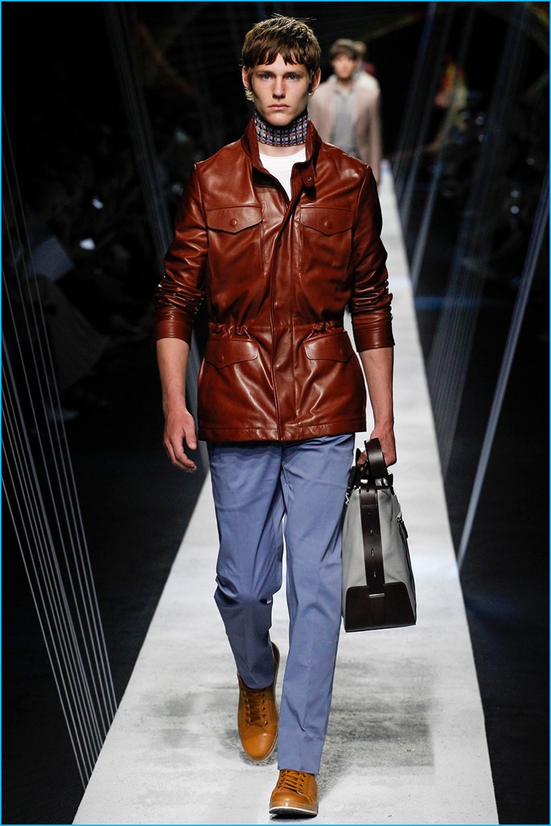 Canali elevates leather for spring-summer 2017, executing a refined approach to outerwear.