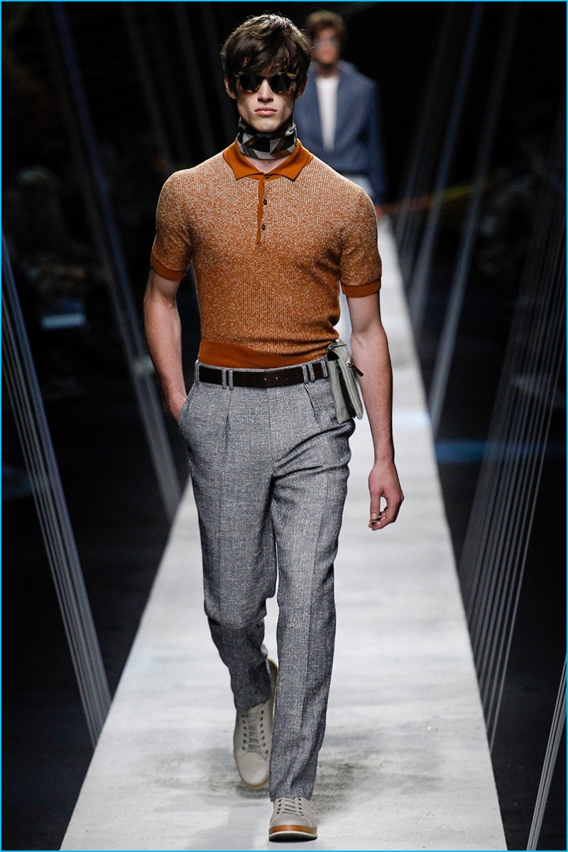 Canali also champions the knit polo shirt for spring-summer 2017.