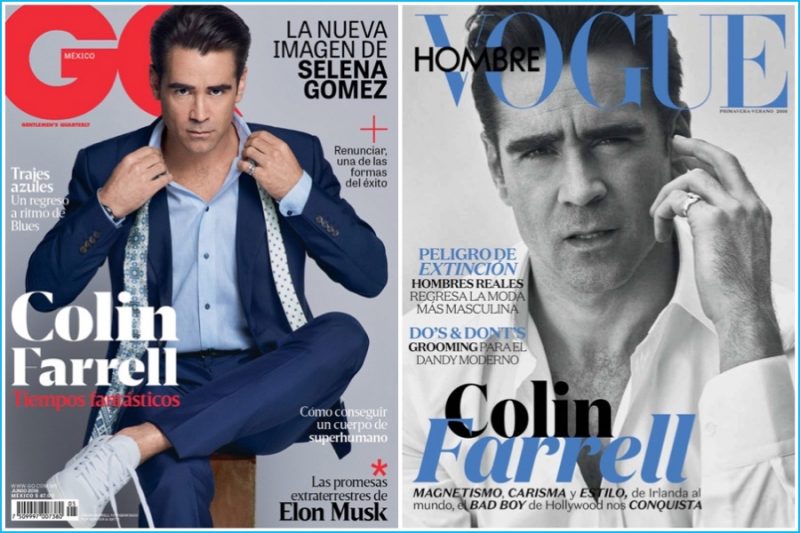 Colin Farrell covers the latest issues of GQ México and Vogue Hombre.