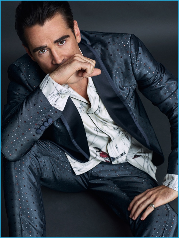 Colin Farrell pictured in a suiting look from Dolce & Gabbana.
