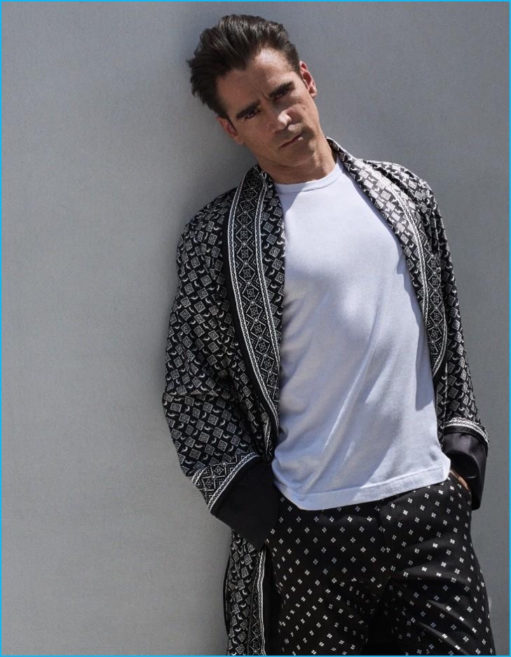 Colin Farrell sports a luxurious Dolce & Gabbana robe for the pages of Vogue Hombre.