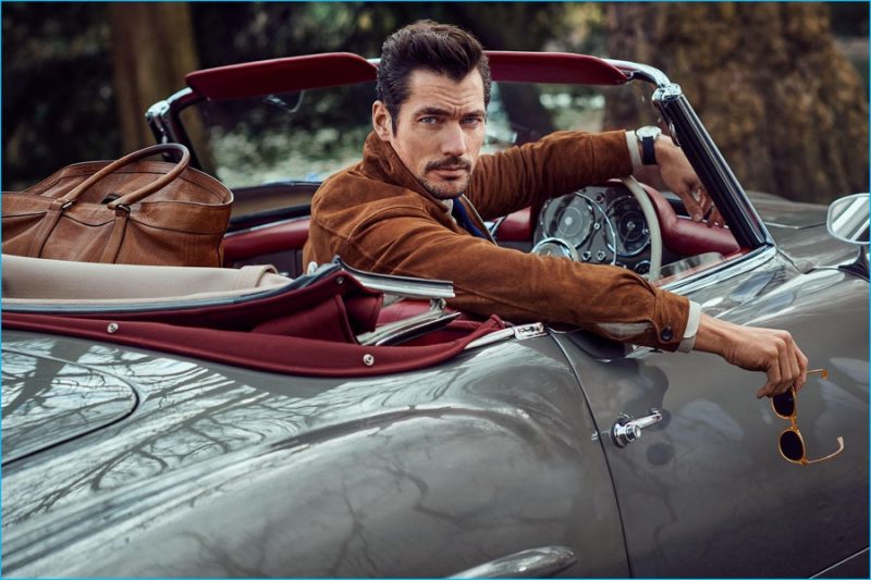David Gandy pictured in his own vintage convertible for Telegraph magazine's supplement Goodwood.