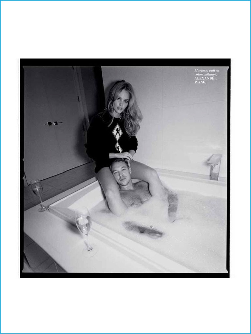 Marloes Horst and Diplo take a bubble bath for the June/July 2016 issue of L'Officiel Paris.
