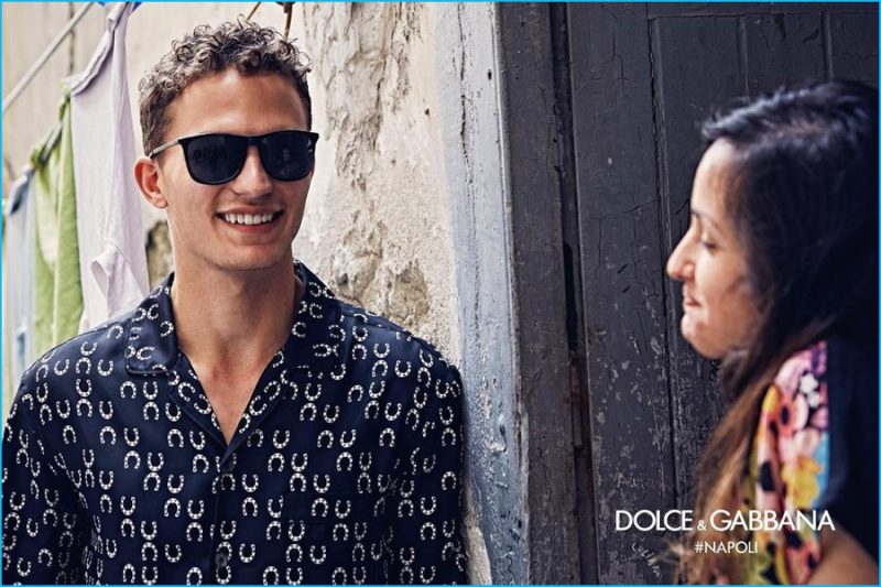 Nathaniel Visser is all smiles for Dolce & Gabbana's fall-winter 2016 eyewear campaign.