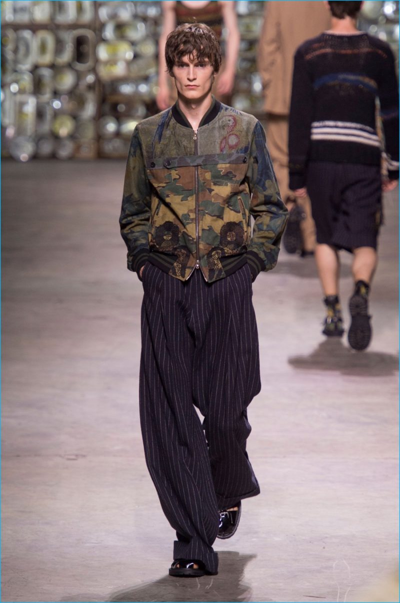 Dries Van Noten develops his own camouflage print for spring-summer 2017.