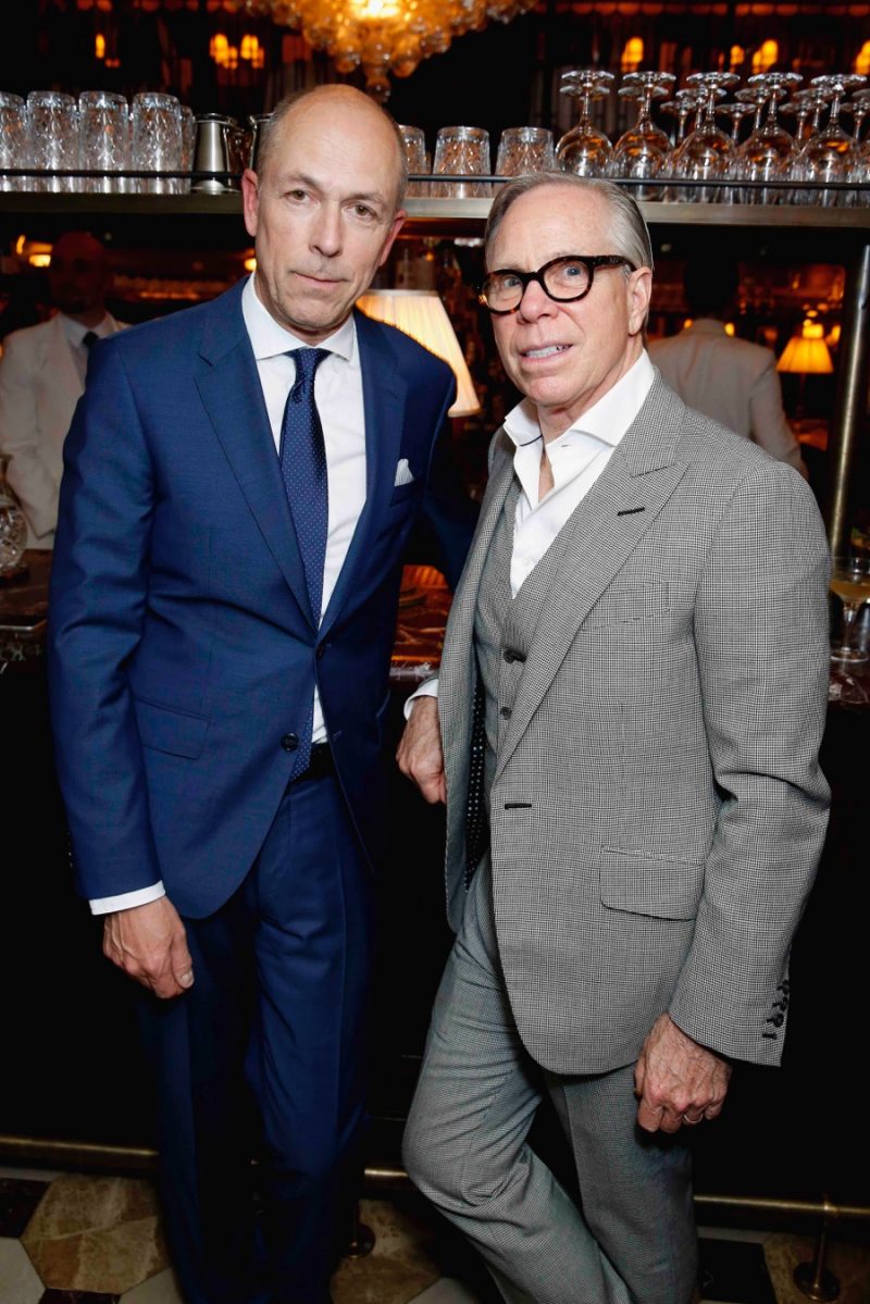 British GQ editor-in-chief Dylan Jones and designer Tommy Hilfiger pictured at a Tommy Hilfiger dinner during London Collections: Men.