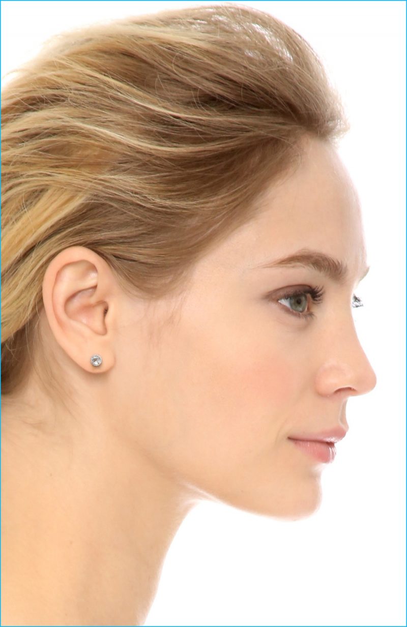 EF Collection Diamond White Topaz Stud Earrings