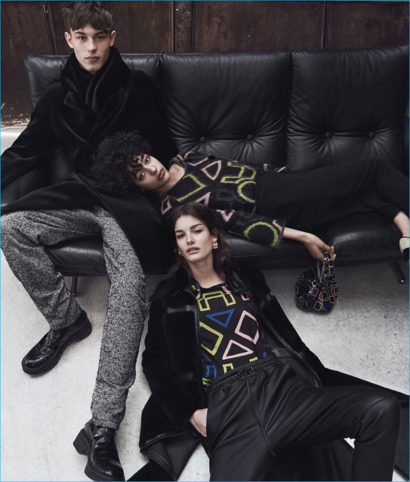 Kit Butler joined by Damaris Goddrie and Ophelie Guilermand for Emporio Armani's fall-winter 2016 campaign.