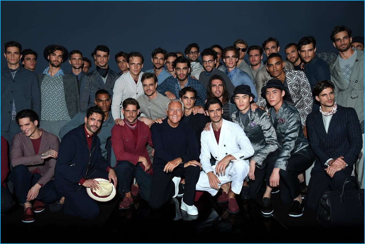 Picture Time: Giorgio Armani Poses with Spring/Summer 2017 Model Cast