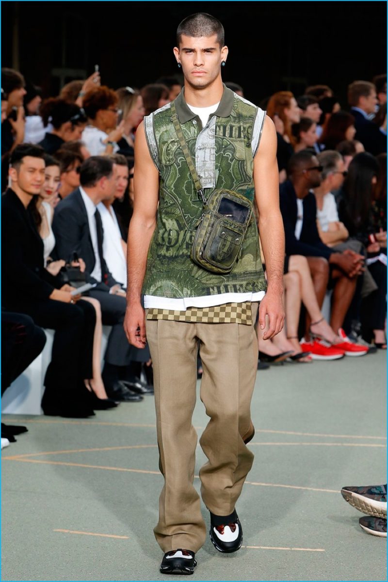 Money makes the world go round as Givenchy incorporates it into a camouflage print for spring-summer 2017.