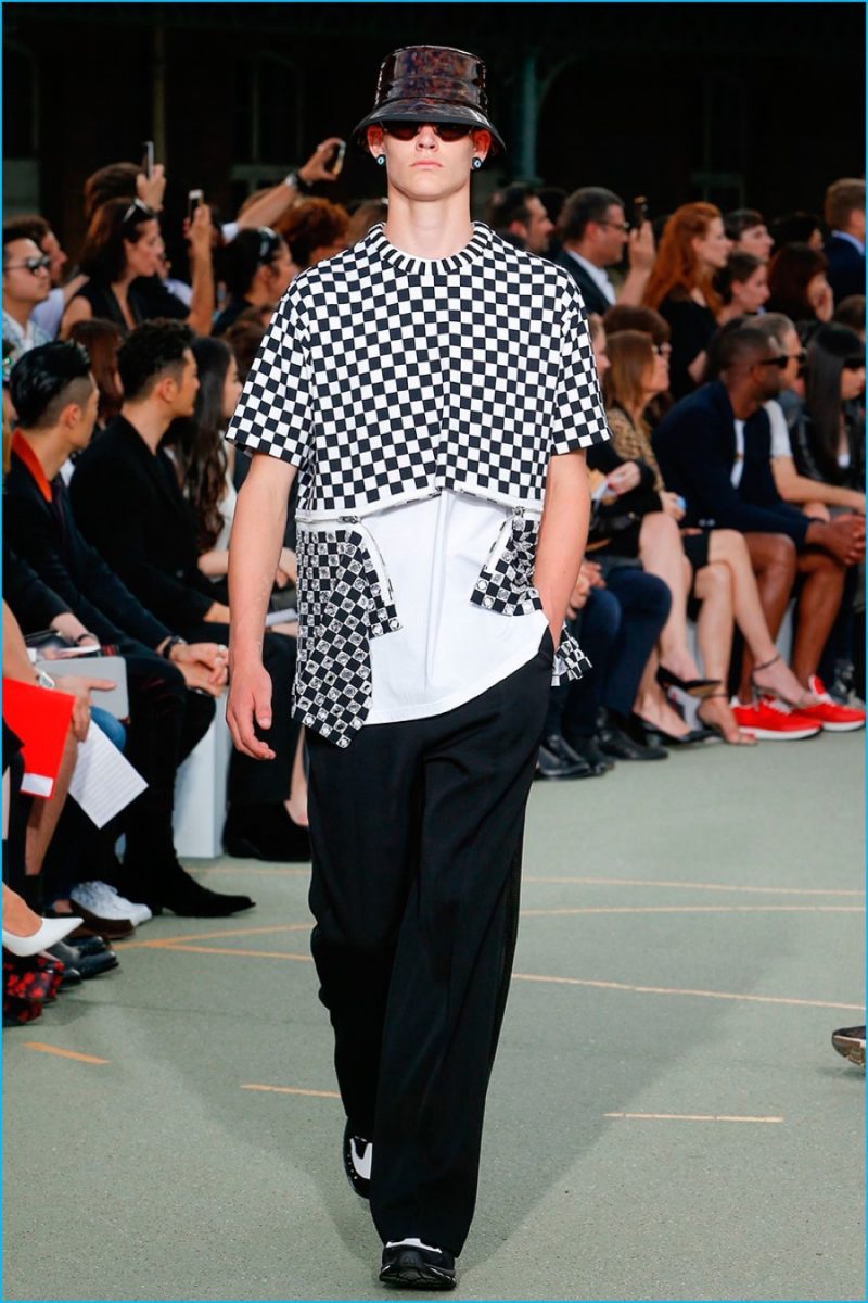 Givenchy gravitates towards a checkerboard print for spring-summer 2017.