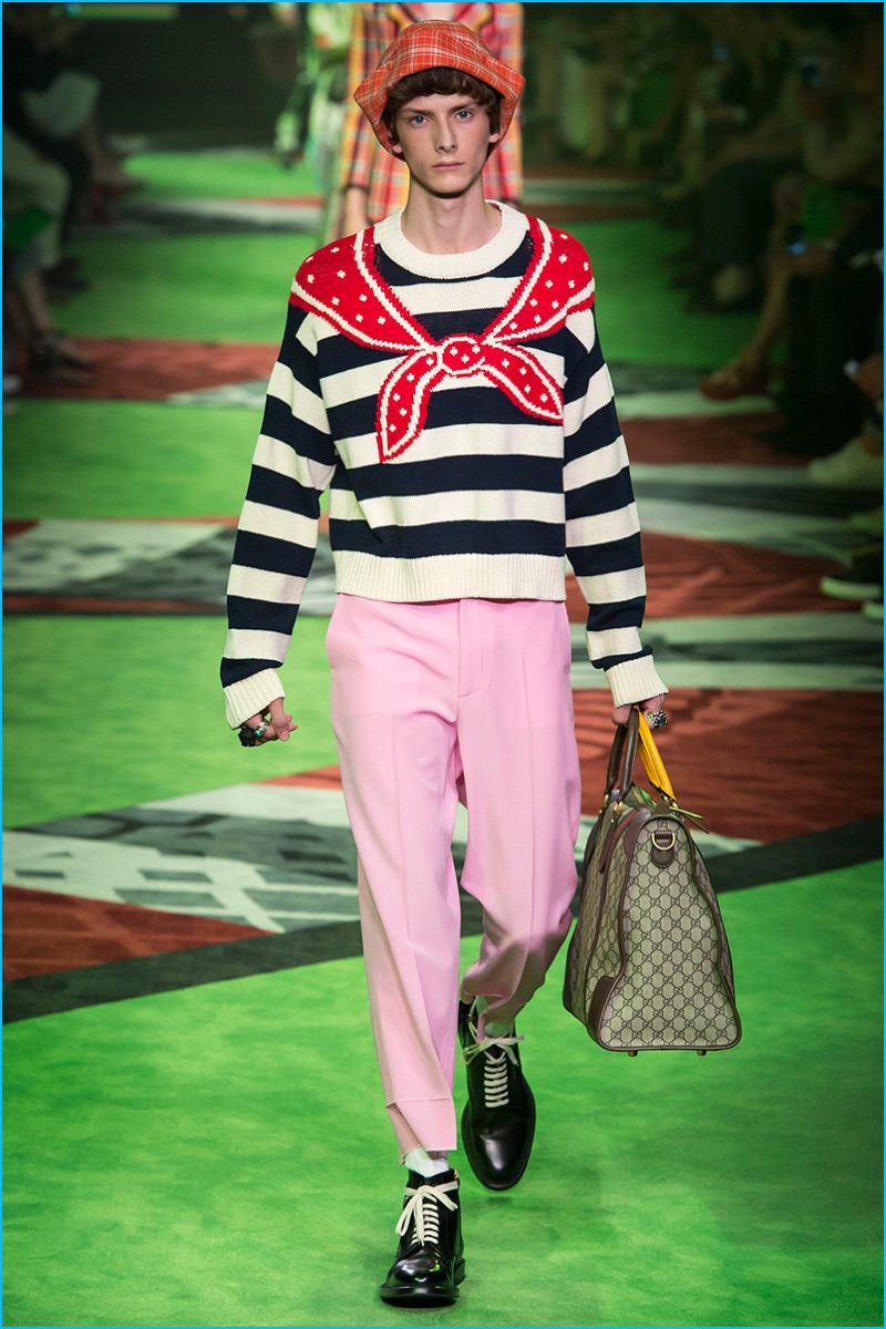 Gucci's sailor chic striped sweater pays a nod to Donald Duck.