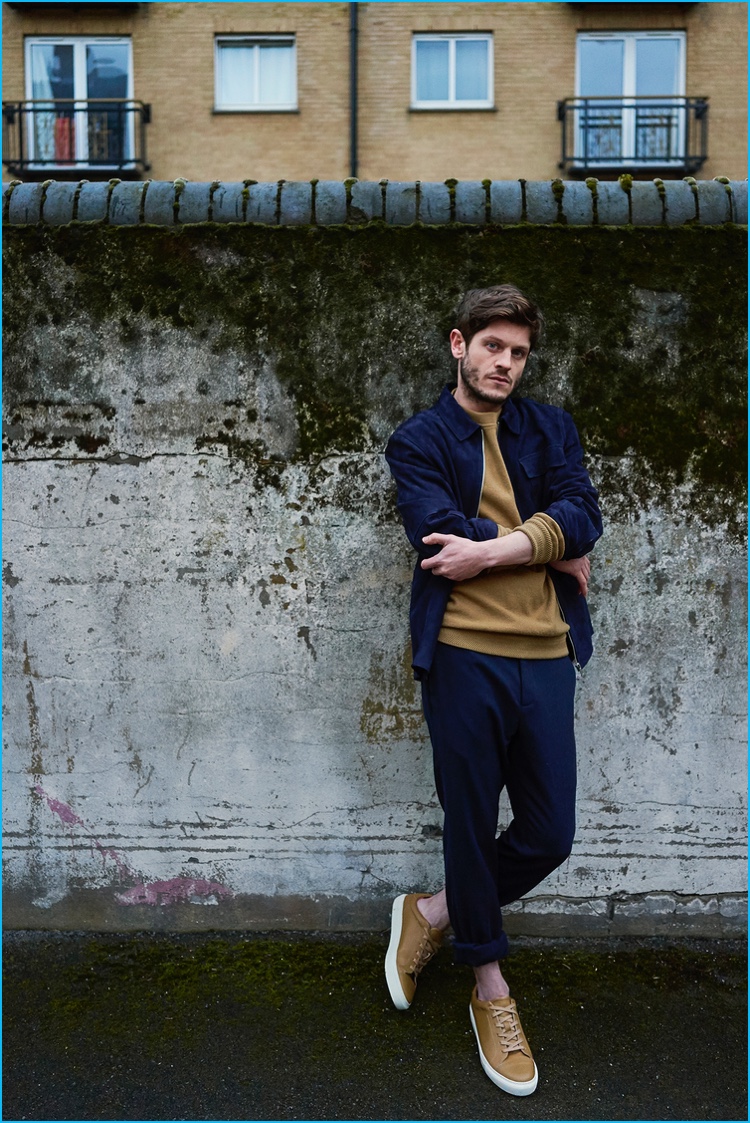 Iwan Rheon photographed by Dyan Jong in a full look from Whistles.