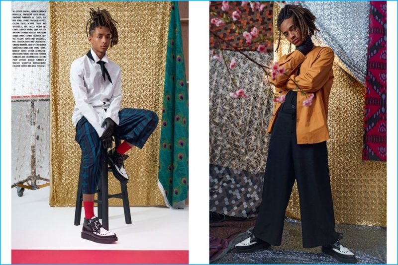 Jaden Smith wears designer fashions for L'Uomo Vogue.