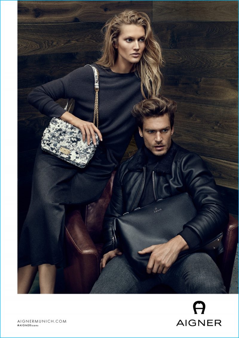 Jason Morgan and Toni Garrn front Aigner's fall-winter 2016 campaign.