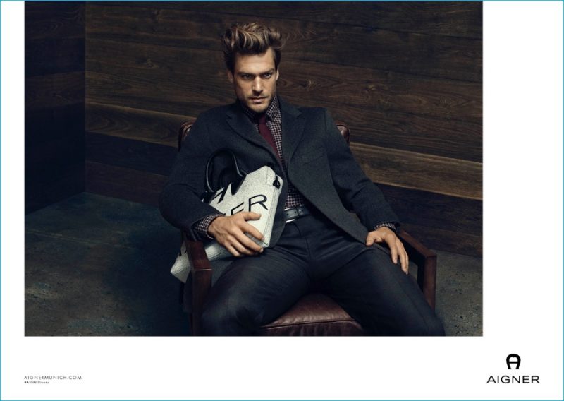 Jason Morgan is front and center for Aigner's fall-winter 2016 campaign.