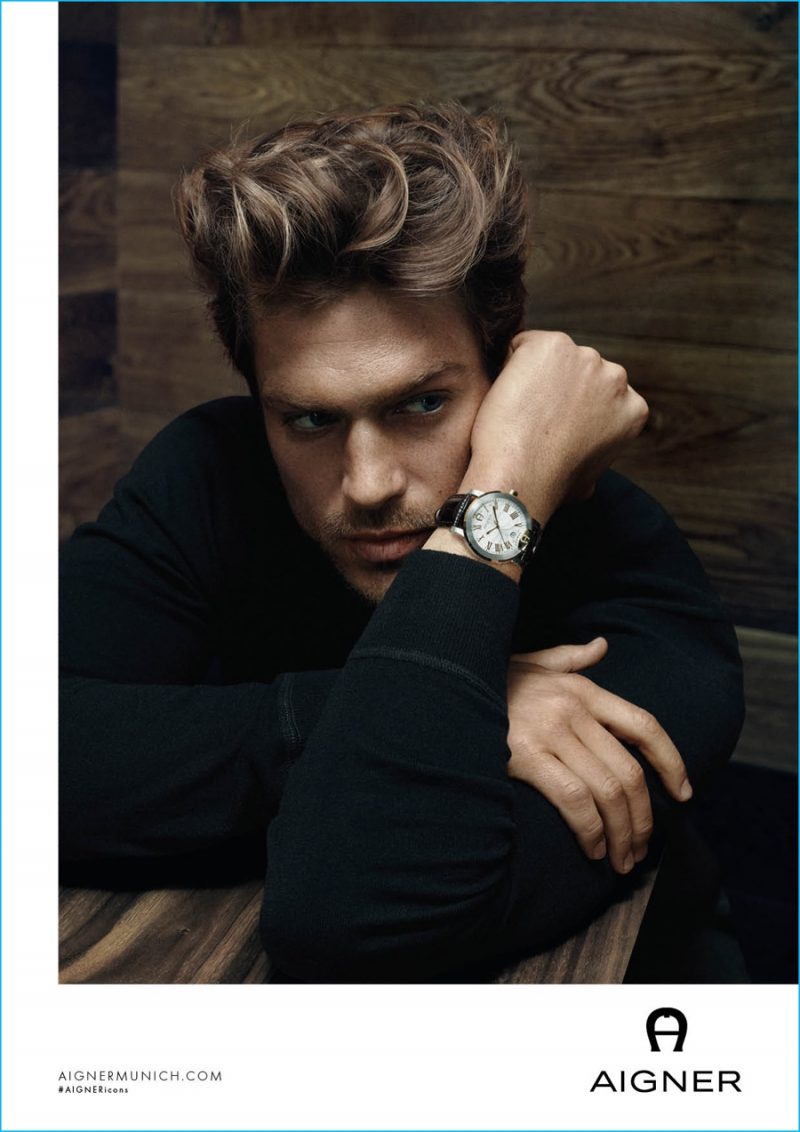 Jason Morgan fronts Aigner's fall-winter 2016 timepiece campaign.