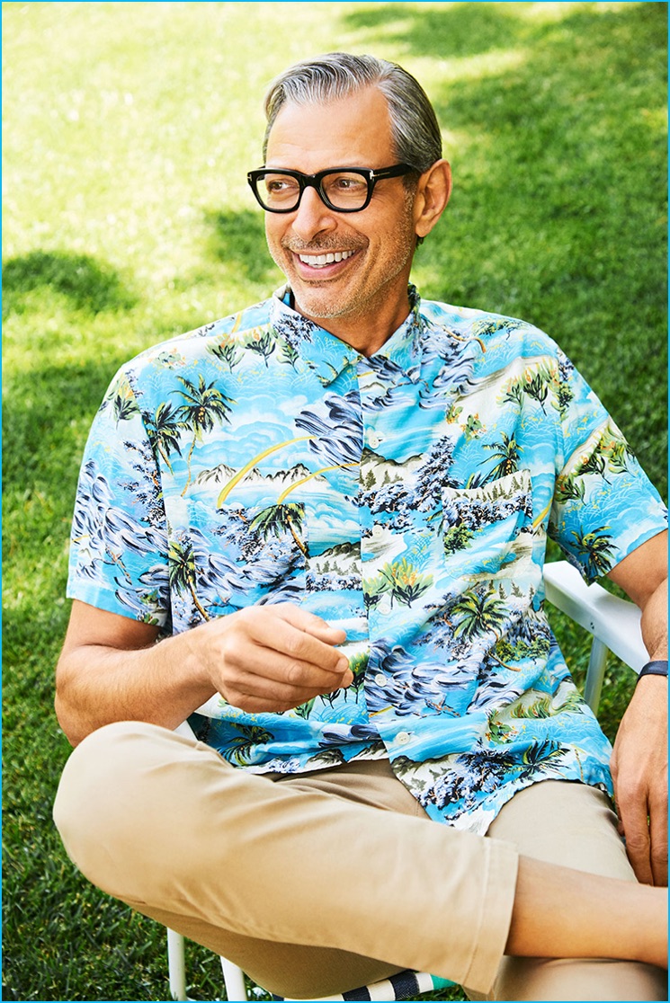 Jeff Goldblum photographed outdoors in Los Angeles, California for Parade magazine.