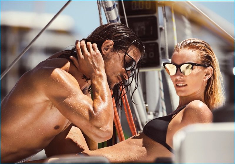 Jarrod Scott wears Le Specs Kin Ink sunglasses in black rubber.