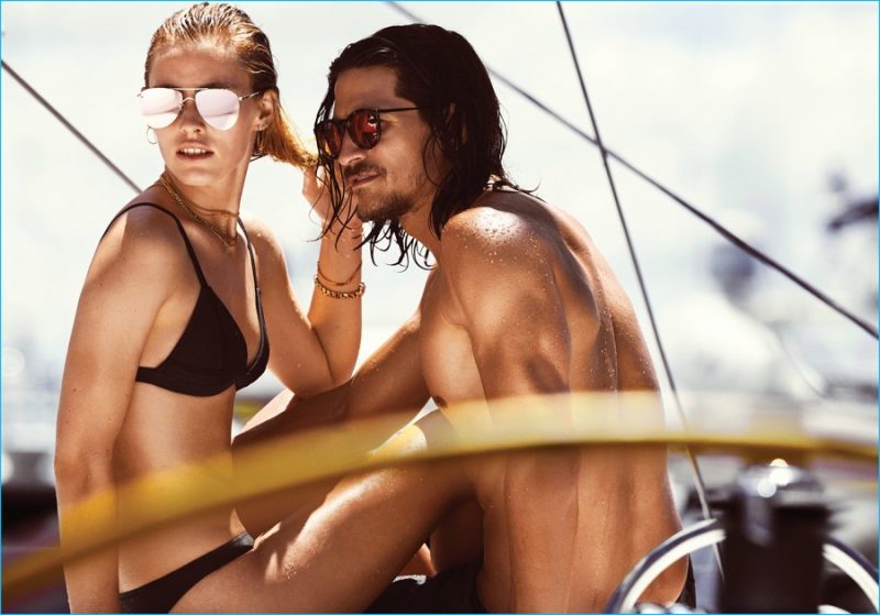 Jarrod Scott wears Le Specs The Prince aviator sunglasses in matte black.