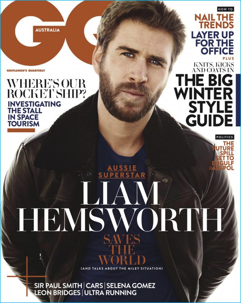 Liam Hemsworth covers the June/July 2016 issue of GQ Australia.