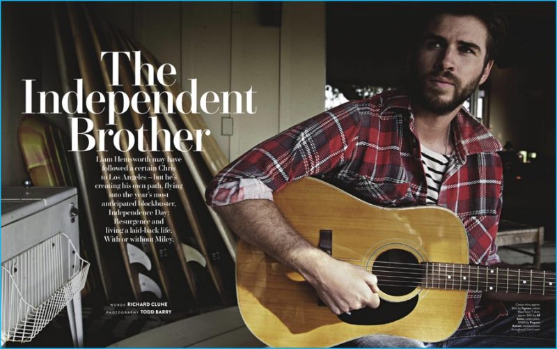 Liam Hemsworth photographed by Todd Barry for the pages of GQ Australia.
