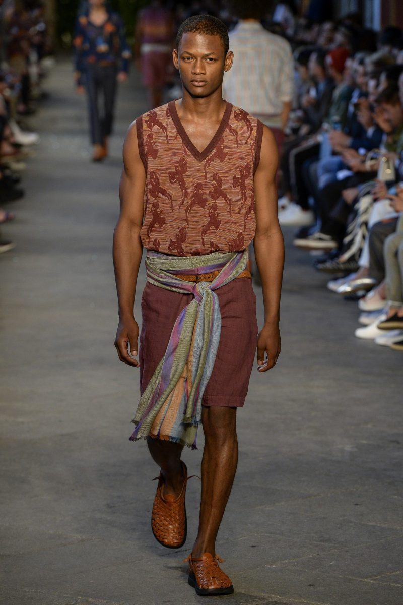 Lucas Cristino walks the runway for Missoni's spring-summer 2017 men's show during Milan Fashion Week.