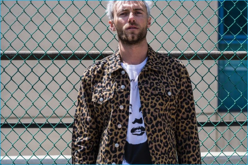 Matthew Foley has a leopard print moment in Dries Van Noten.