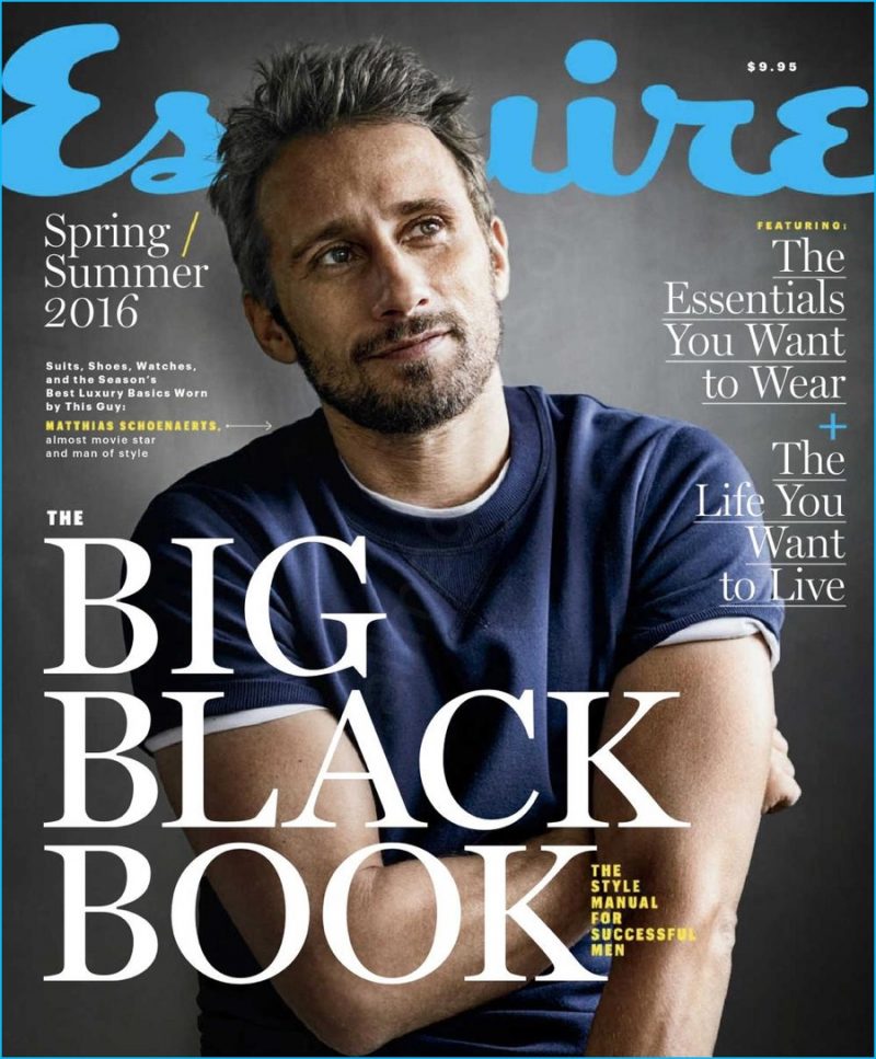 Matthias Schoenaerts covers the spring-summer 2016 issue of Esquire Big Black Book.