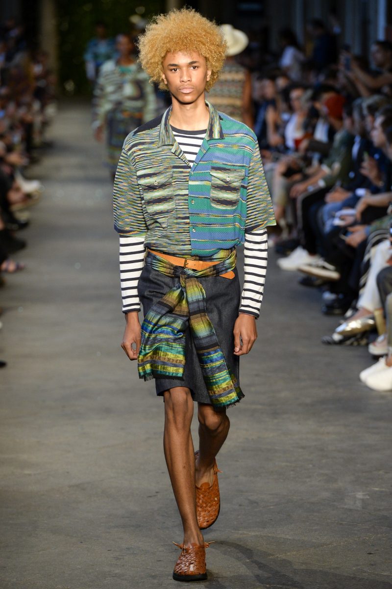 Michael Lockley walks the runway for Missoni's spring-summer 2017 men's show during Milan Fashion Week.