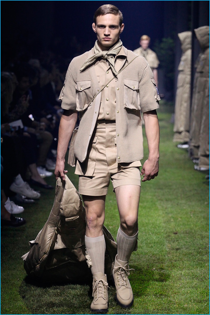 Moncler Gamme Bleu takes inspiration from the boy scout uniform for spring-summer 2017.