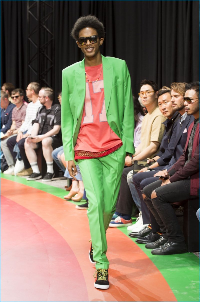 Watermelon hues play into Paul Smith's fun spring-summer 2017 collection.