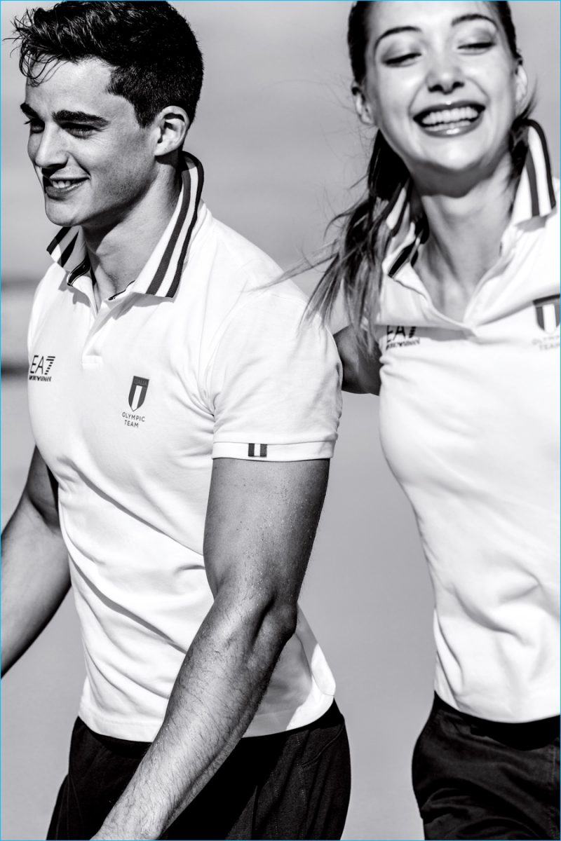 Pietro Boselli and Penny Lane don polo shirts from EA7's Italian Olympic collection. » Pietro Boselli Channels Inner Athlete for EA7 Olympic Campaign Pietro Boselli and Penny Lane don polo shirts from EA7's Italian Olympic collection.