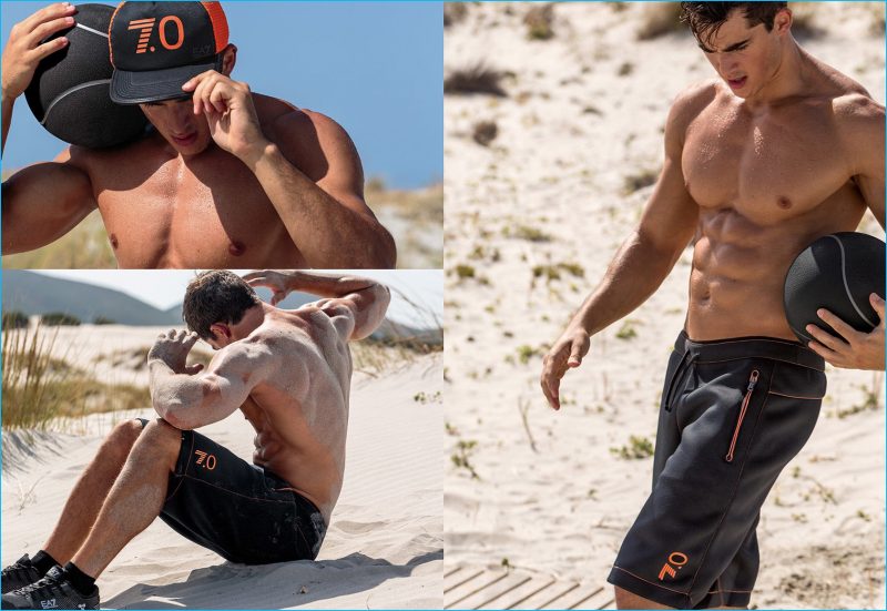 Pietro takes to the beach, embracing EA7's sporty DNA with a workout.