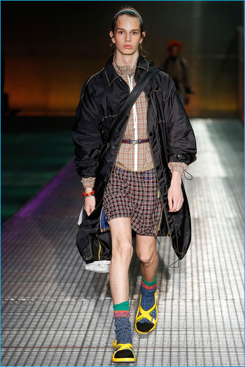 Sampling classic motifs, Prada injects its collection with a splash of checks.