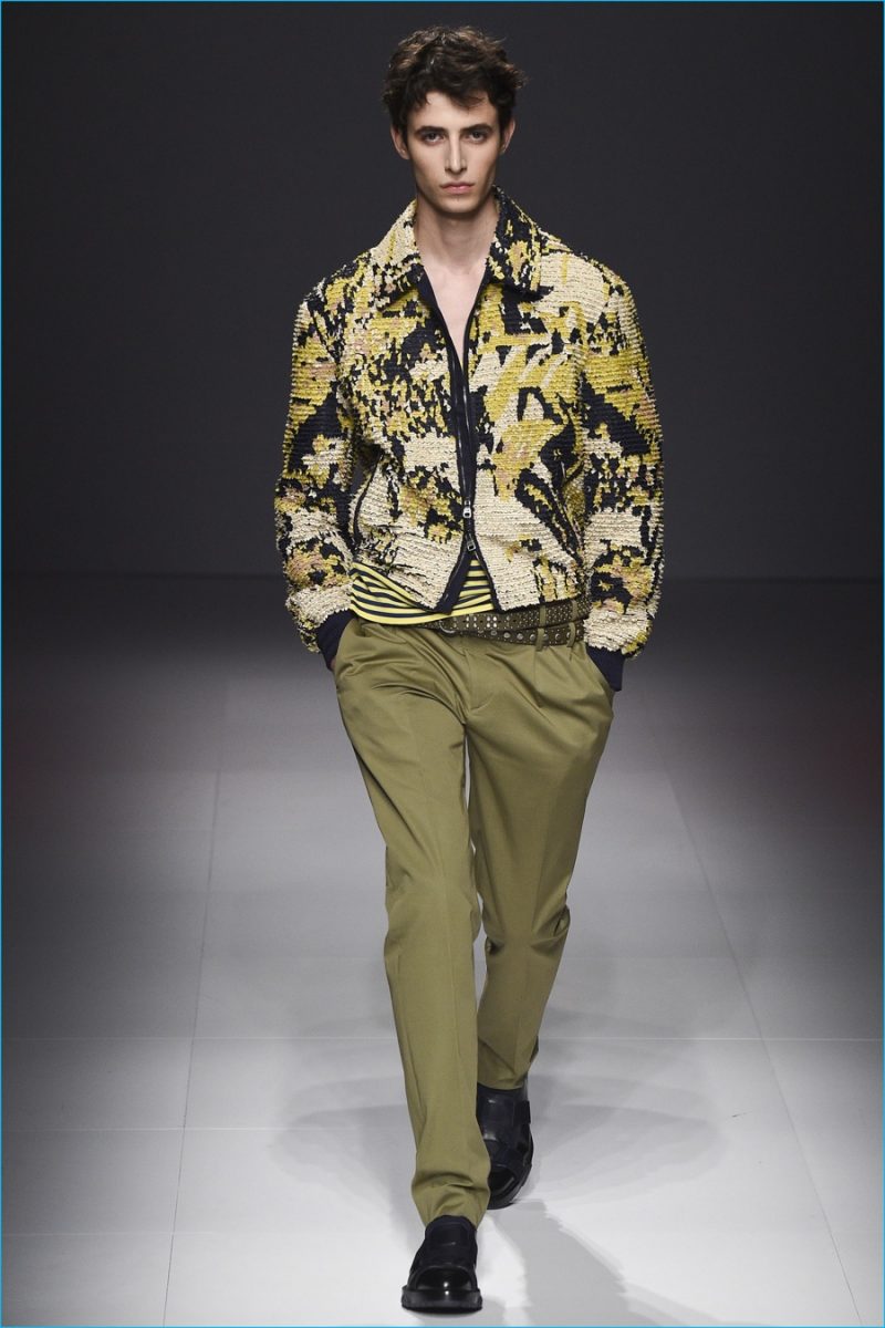 Salvatore Ferragamo adds a whimsical vibe to the season with its pucker prints. 
