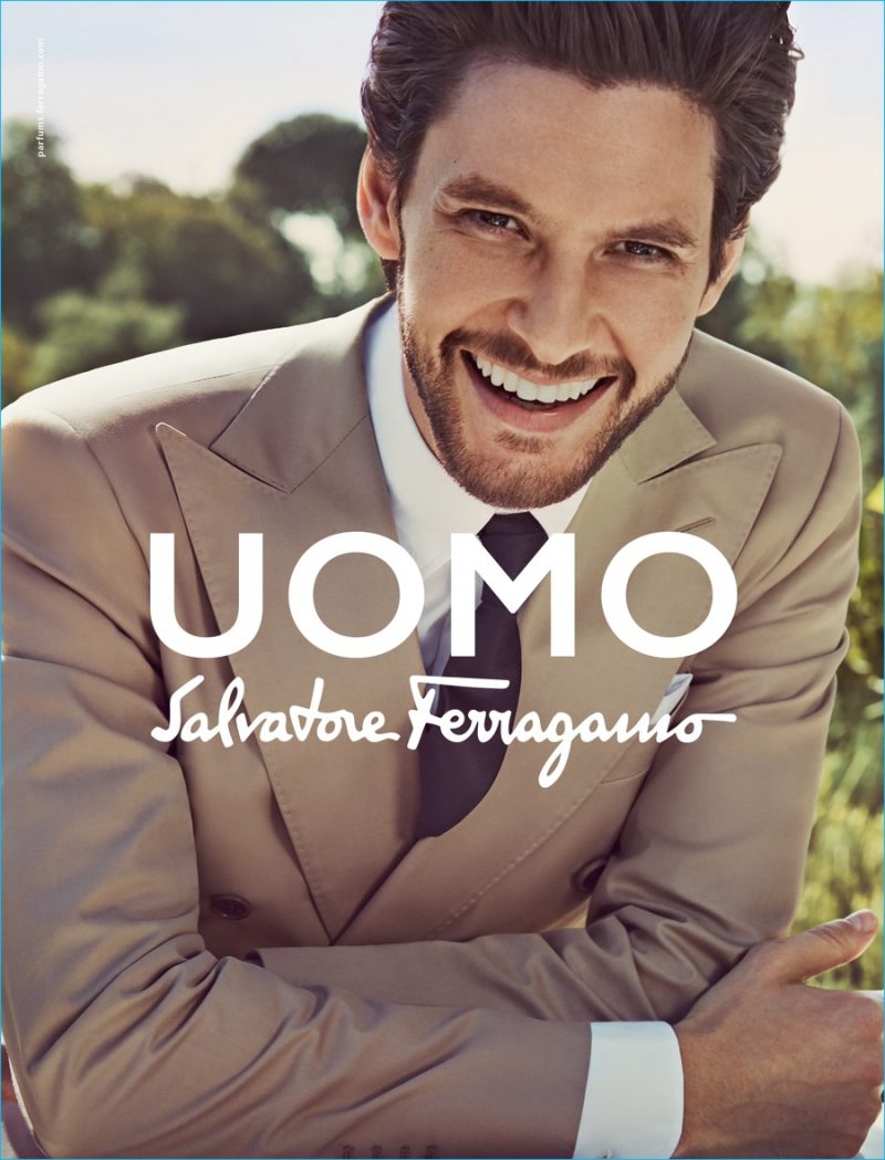 Ben Barnes is all smiles for Salvatore Ferragamo's Uomo fragrance campaign.